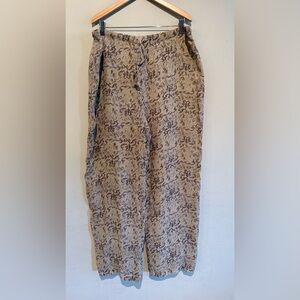 GALA Collection 100% Silk Pants Wide Leg Women L Elastic Waist Brown Lined Fall